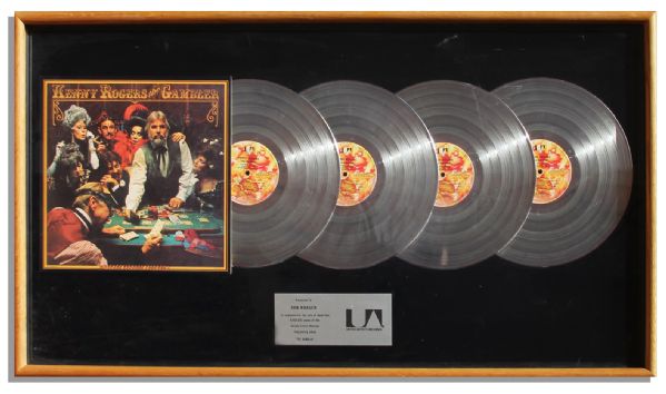 Kenny Rogers ''The Gambler'' RIAA Award Commemorating the Sale of 4,000,000 Copies of the Hit 1978 Album