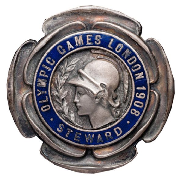 1908 London Olympic Games Steward's Badge -- From the Longest-Ever Modern Olympic Games Lasting 6+ Months