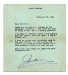 Joan Crawford Typed Letter Signed -- ...I plan on doing some television work in the near future. At the moment, the writers are working on the script... -- 1961