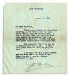 Joan Crawford 1961 Typed Letter Signed -- ... I was so touched that you spend so much time making the painting, and I am delighted to have it...