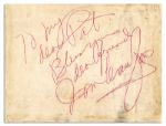 Very Large Joan Crawford Autograph Note Signed -- Measures 11 x 8.5