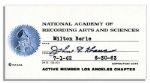 Milton Berles 1962 Membership Card to NARAS, The Academy That Puts on The Grammy Awards