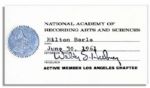Milton Berle 1961 NARAS Membership Card -- The Academy That Puts on The Grammy Awards