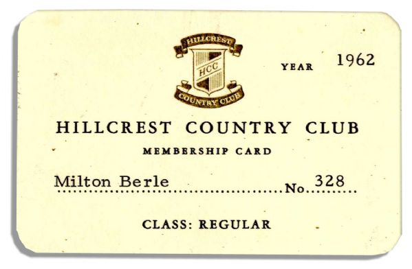 Milton Berle's Hillcrest Country Club Membership Card From 1962
