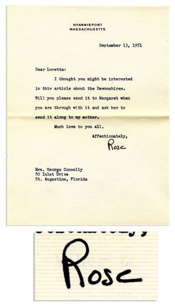 Rose Kennedy Typed Letter Signed