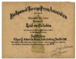 Golden Globe Awards 1977 Best Picture Nomination Certificate For Raid on Entebbe