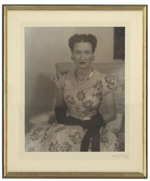 Portrait of Wallis Simpson, Duchess of Windsor  -- 11.5'' x 15'' Photograph Was Taken by Frank Turgeon -- From The Famed 1997 Sotheby's Duke & Duchess Auction 