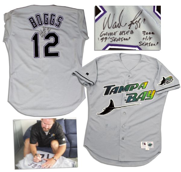 Lot Detail - Wade Boggs Signed Game-Used Devil Rays Away Jersey -- From His  3,000 Hit Season -- With an LOA