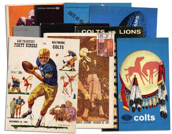 Collection of 10 Vintage Baltimore Colts Programs From the 1961 Season