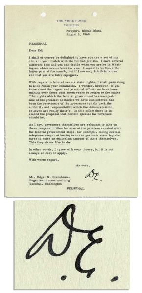 Dwight D. Eisenhower Typed Letter Signed as President -- To His Brother, Edgar -- ''...With regard to federal versus state rights, I shall pass along to Dick Nixon your comments...''
