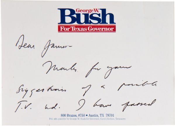 George W. Bush Autograph Letter Signed -- ''...You're a good man to care...''