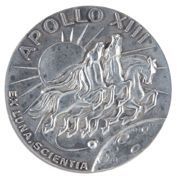 Scarce Apollo 13 Flown Robbins Medal -- From Astronaut Ed Gibson's Collection With His Signed COA