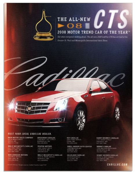 Motor Trend ''Car Of The Year'' Award Trophy From 2008 for The Cadillac CTS