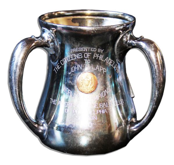Jack Lapp Trophy From The Philadelphia Athletics' 1910 World Championship Win -- Incredibly Rare World Series Trophy Cup
