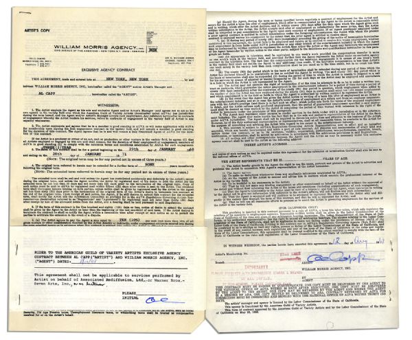 Three William Morris Agency Contracts -- With an Impressive 18 Signatures by Al Capp in Total