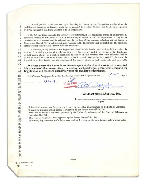 Three William Morris Agency Contracts -- With 6 Signatures by Capp in Total