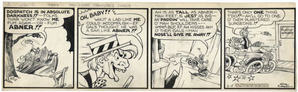 ''Li'l Abner'' 4-Panel Comic Strip From 5 January 1948 -- Hand-Drawn & Signed by Al Capp -- 22.5'' x 7'' -- Toning, Near Fine