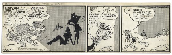 ''Li'l Abner'' 3-Panel Comic Strip From 8 January 1948 -- Hand-Drawn & Signed by Al Capp -- 22.5'' x 7'' -- Toning, Near Fine