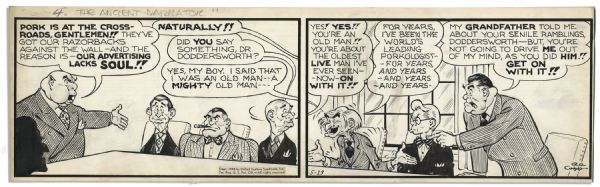 ''Li'l Abner'' 2-Panel Comic Strip From 13 May 1948 Featuring Doddersworth -- Hand-Drawn & Signed by Al Capp -- 22.5'' x 7'' -- Toning, & White-Out, Near Fine