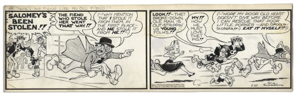 ''Li'l Abner'' 2-Panel Comic Strip From 27 May 1948 Featuring The Yokum Family -- Hand-Drawn & Signed by Al Capp -- 22.5'' x 7'' -- Toning, Near Fine