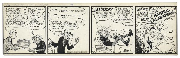 ''Li'l Abner'' 4-Panel Comic Strip From 15 May 1948 -- Hand-Drawn & Signed by Al Capp -- 22.5'' x 7'' -- Toning, Near Fine