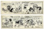 Lil Abner Pair of 1964 Comic Strips Hand-Drawn & Signed by Al Capp -- Featuring the Witchy Character, Nightmare Alice -- Each Measures 19.75 x 6.25 -- Some White-Out & Toning, Near Fine