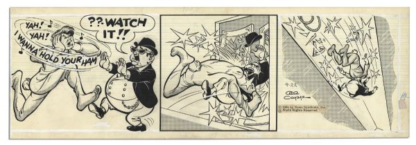 Pair of Comic Strips Drawn & Signed by Al Capp -- 15 & 22 September 1964 -- Featuring Li'l Abner & Daisy Mae -- 19.75'' x 6.25'' -- Toning & White Out, One Is Mounted -- Very Good