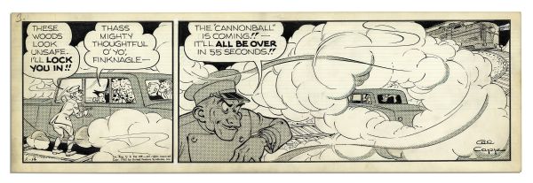 Pair of Comic Strips From 14 & 20 February 1962 -- Hand-Drawn & Signed by Al Capp -- 22.5'' x 7'' -- White Out & Toning, Near Fine