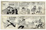 Lil Abner Pair of Comic Strips From 11 and 16 April 1966 Featuring Lil Abner & Dripper the Dolphin in Both -- Drawn & Signed by Al Capp -- 19.75 x 6.25 -- White Out & Toning, Near Fine