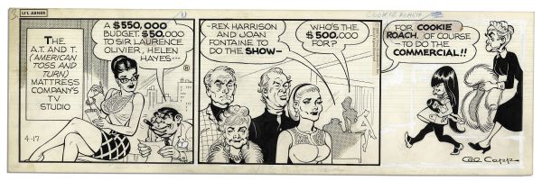 ''Li'l Abner'' Pair of Comic Strips From 1968 -- Hand-Drawn & Signed by Al Capp -- 22.5'' x 7'' -- White Out & Toning, Near Fine