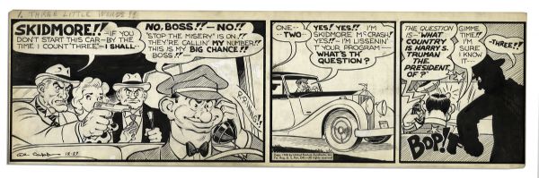 ''Li'l Abner'' 3-Panel Comic Strip From 27 December 1948 Featuring Daisy Mae -- Hand-Drawn & Signed by Al Capp -- 22.5'' x 7'' -- Toning & White Out, Near Fine