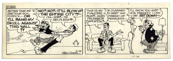 Lot of 4 ''Li'l Abner'' Comics With Fosdick -- 24-27 October 1977, The Final Month of The Strip's 43 Year Run -- Drawn & Signed by Al Capp -- 18.25'' x 6.25'' -- Toning & White Out, Near Fine