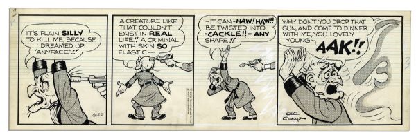 ''Li'l Abner'' Pair of Comic Strips From 22 and 28 June 1966 Featuring Ian Flemm & Santa Claus -- Hand-Drawn & Signed by Al Capp -- 19.75'' x 6.25'' -- White Out & Toning, Near Fine