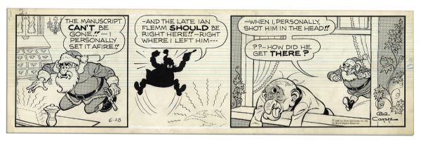 ''Li'l Abner'' Pair of Comic Strips From 22 and 28 June 1966 Featuring Ian Flemm & Santa Claus -- Hand-Drawn & Signed by Al Capp -- 19.75'' x 6.25'' -- White Out & Toning, Near Fine