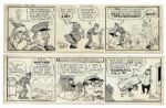Lil Abner Pair of Comic Strips From 4 and 5 July 1966 Featuring Santa Clause & Mention of Dogpatch -- Hand-Drawn & Signed by Al Capp -- 19.75 x 6.25 -- Near Fine
