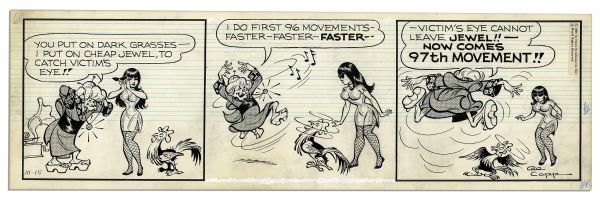 ''Li'l Abner'' Pair of Comic Strips Hand-Drawn & Signed by Al Capp From 14 & 15 October 1966 -- Li'l Abner as Li'l Abnai Yokumoto -- 19.75'' x 6.25'' -- Pencil on Verso, Near Fine