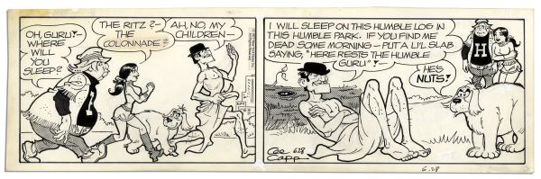 Four ''Li'l Abner'' Comic Strips With Fosdick & Capp's Word ''Balderdash'' -- 27-30 June 1977, The Strip's Last Year -- Drawn & Signed by Capp -- 19.75'' x 6.25'' -- Toning & White Out, Near Fine