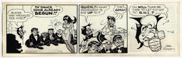 ''Li'l Abner'' Pair of Comic Strips Hand-Drawn & Signed by Al Capp -- From 15 & 16 November 1966 -- Japan Storyline, Mammy References ''Good Night Irene'' Punch -- 19.75'' x 6.25'' -- Near Fine