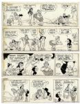 Lot of 4 Lil Abner Comic Strips From November 1974 -- Hand-Drawn & Signed by Al Capp Featuring Mammy Yokum & Sadie Hawkins Day -- 19.5 x 6.25 -- 9, 12, 13 & 15 November 1974