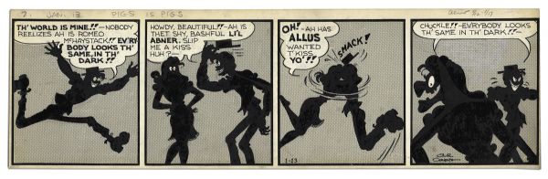 ''Li'l Abner'' 4-Panel Comic Strip From 13 January 1947 Featuring Abner -- Hand-Drawn & Signed by Al Capp -- 22.5'' x 7'' -- Toning, Near Fine