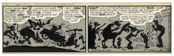''Li'l Abner'' 2-Panel Comic Strip From 15 January 1947 Featuring Abner -- Hand-Drawn & Signed by Al Capp -- 22.5'' x 7'' -- Toning & White Out, Near Fine