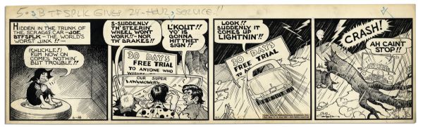 ''Li'l Abner'' Comic Strip From 26 June 1942 Featuring ''The World's Worst Jinx'' Joe Btfsplk -- Drawn & Signed by Capp -- 22.75'' x 6.75'' -- Toning & Minor Blue Pencil, Else Near Fine