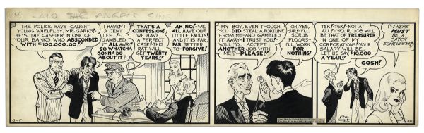 ''Li'l Abner'' Comic Strip Drawn & Signed by Capp From 5 March 1942 -- Featuring Young Whelpley & Mr. Garks aka Jeb Scragg -- 22.75'' x 6.75'' -- Toning & Minor Foxing, Else Near Fine