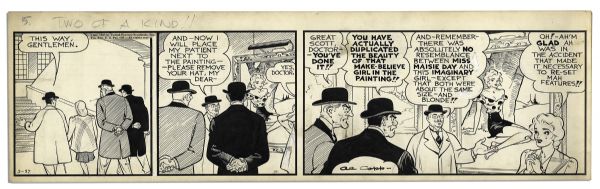 ''Li'l Abner'' Strip Hand Drawn & Signed by Al Capp From 27 March 1942 -- Featuring Daisy Mae & a Look-Alike -- 22.75'' x 6.75'' -- Toning, Else Near Fine