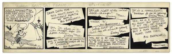 ''Li'l Abner'' Strip Hand Drawn & Signed by Al Capp From 26 January 1942 -- Featuring Notes Between Daisy Mae & Big Barnsmell -- 22.75'' x 7'' -- Toning, Else Near Fine