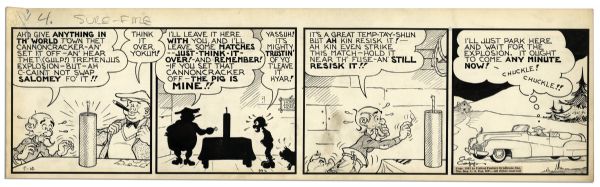 ''Li'l Abner'' Comic Strip From 20 May 1942 Featuring Pappy, J. Roaringham Fatback & Salomey -- Hand-Drawn & Signed by Al Capp -- 22.75'' x 7'' -- Toning & White Out, Near Fine