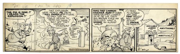 ''Li'l Abner'' Comic Strip From 20 May 1942 Featuring Pappy, Salomey, Available Jones & J. Roaringham Fatback -- Hand-Drawn & Signed by Al Capp -- 22.75'' x 7'' -- Toning & White Out, Near Fine