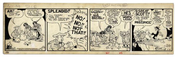 ''Li'l Abner'' Strip Hand Drawn & Signed by Al Capp From 25 May 1942 -- Featuring The Scraggs -- 22.75'' x 7'' -- Toning, Else Near Fine