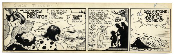 ''Li'l Abner'' Comic Strip From 30 May 1942 -- Hand-Drawn & Signed by Al Capp -- Featuring Scraggs -- 22.75'' x 7'' -- Toning & White Out -- Near Fine