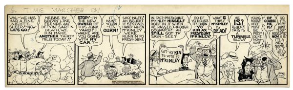 ''Li'l Abner'' Comic Strip From 6 June 1942 Featuring Abner, Mammy & Pappy -- Hand-Drawn & Signed by Al Capp -- 22.75'' x 7'' -- Toning & White Out -- Near Fine
